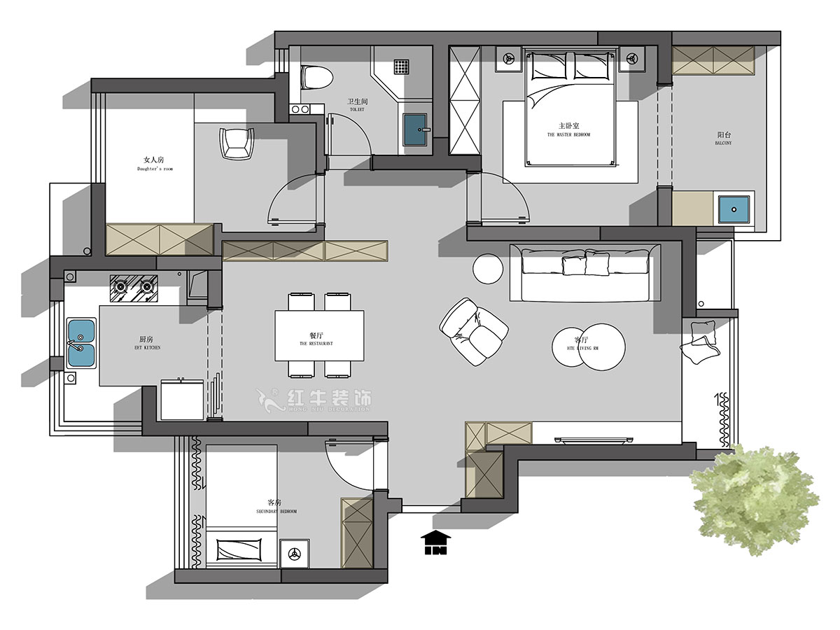 陆利民｜富力城50-1204-93㎡-现代风格｜3室2厅1卫｜新房装修｜定制家｜全包13